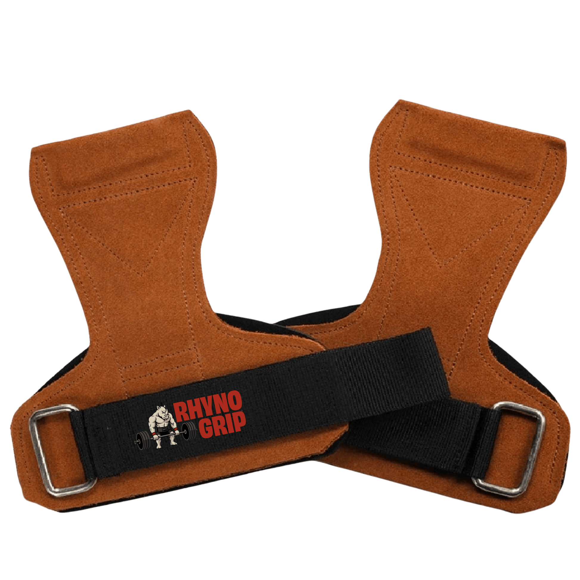 Rhynogrip Premium Leather Weight Lifting Hand Grips with Wrist Support – Ultimate Palm Protection for CrossFit, Gymnastics, Pull-ups & Weightlifting (Brown)