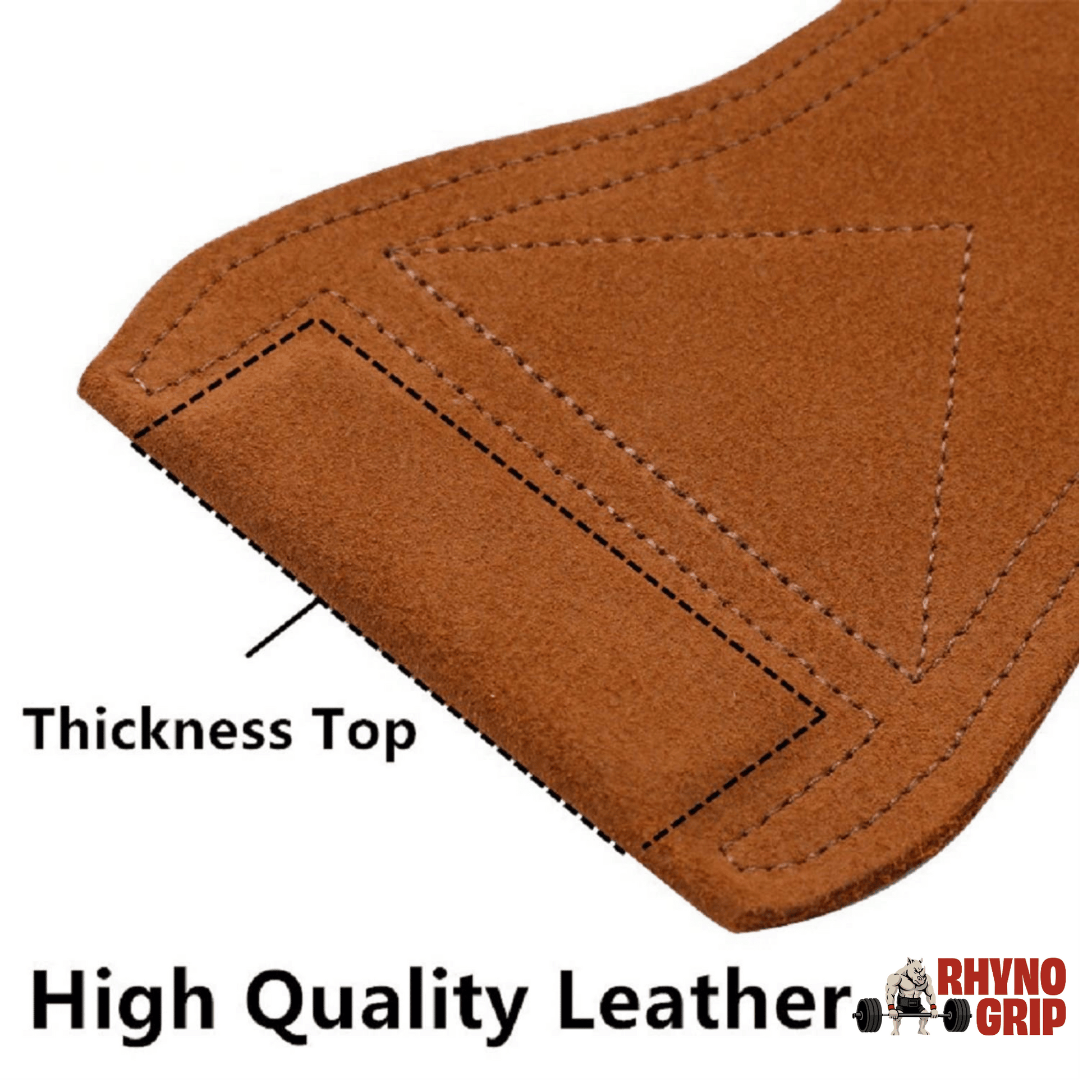 Rhynogrip Premium Leather Weight Lifting Hand Grips with Wrist Support – Ultimate Palm Protection for CrossFit, Gymnastics, Pull-ups & Weightlifting (Brown)