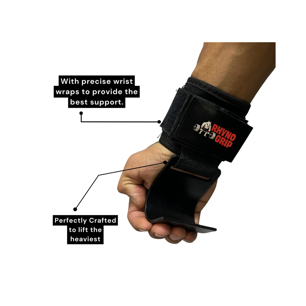 Rhynogrip™ Heavy-Duty Lifting Hooks – Wrist Wraps with Steel Hooks for Deadlifts & Pulls