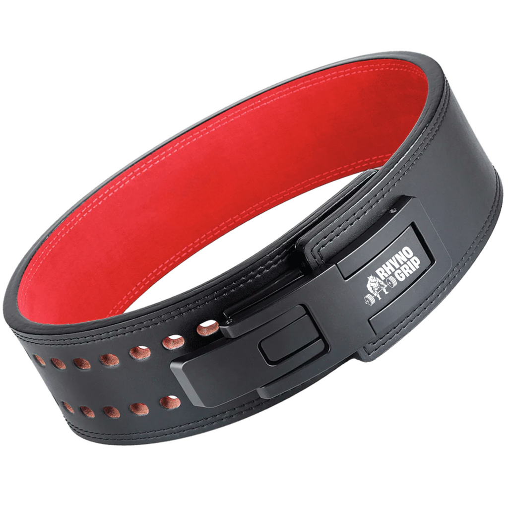 Rhynogrip 13mm Premium Double Lever Leather Weightlifting Belt – Pro Powerlifting Support