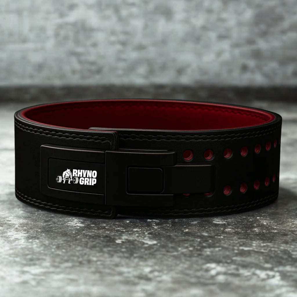 Rhynogrip 13mm Premium Double Lever Leather Weightlifting Belt – Pro Powerlifting Support