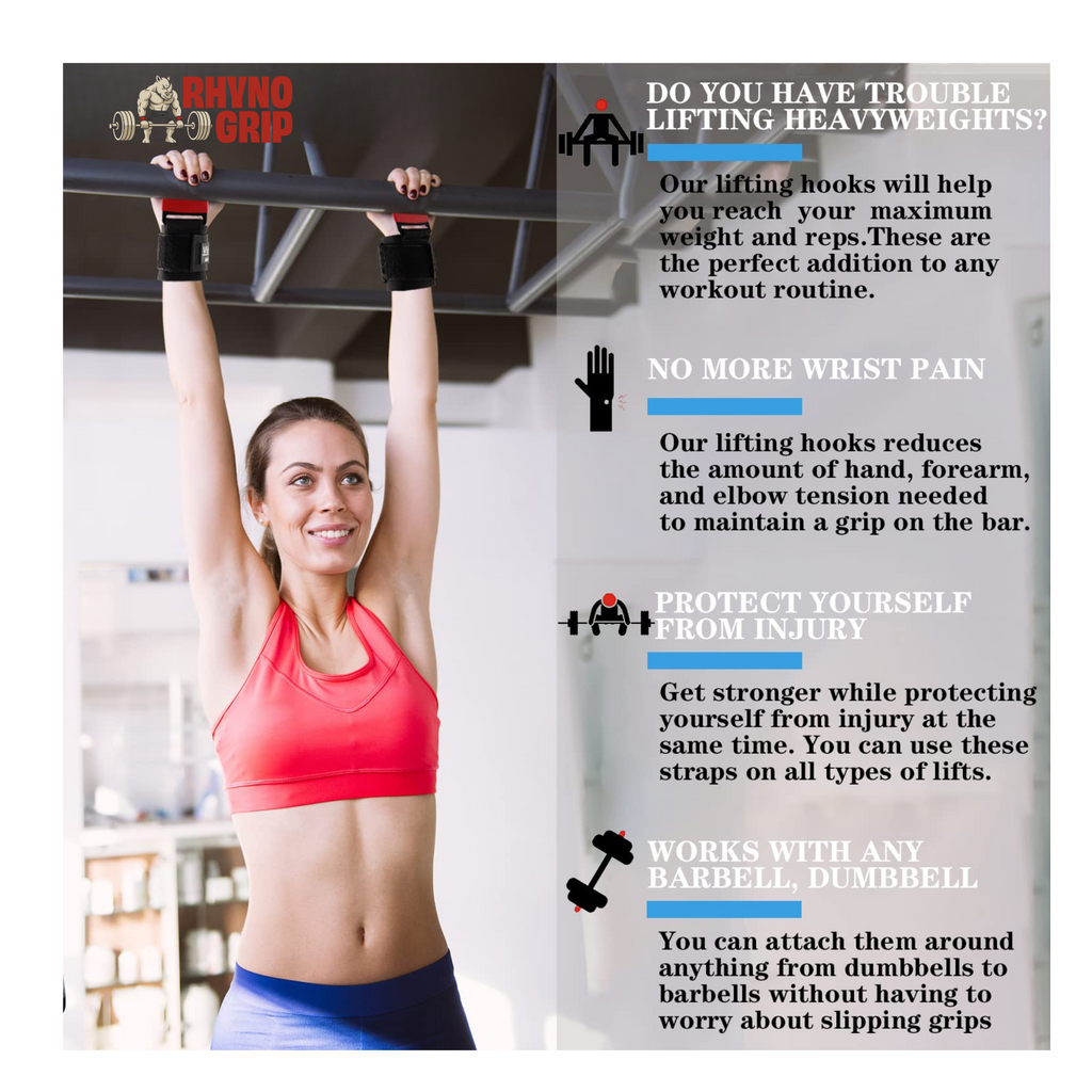 Rhynogrip™ Heavy-Duty Lifting Hooks – Wrist Wraps with Steel Hooks for Deadlifts & Pulls