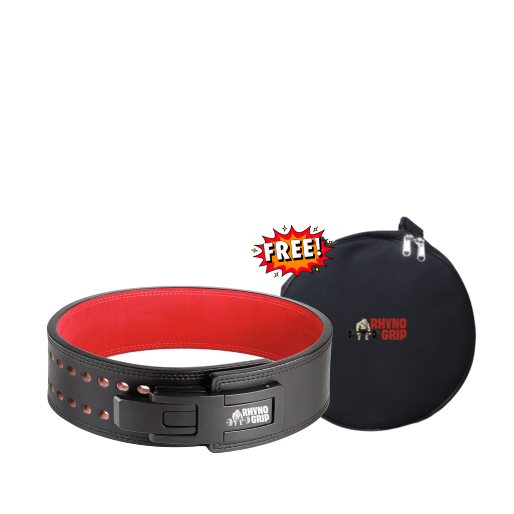 Rhynogrip 13mm Premium Double Lever Leather Weightlifting Belt – Pro Powerlifting Support
